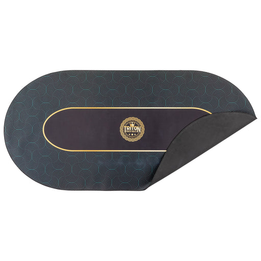 Black and gold patterned mat with 'Triton' logo on a white background