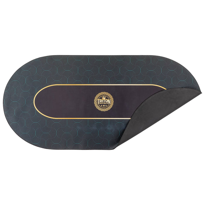 Black and gold patterned mat with 'Triton' logo on a white background