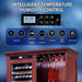 Wine cabinet with intelligent temperature humidity control system on a blue background