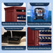 Wine cooler features with text labels on a blue background