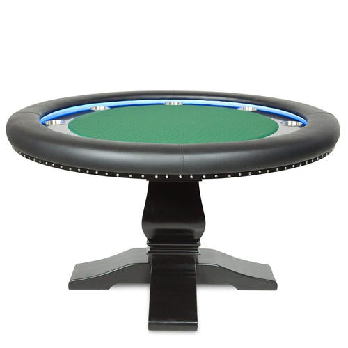 Poker table with green playing surface on a white background