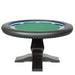 Poker table with green playing surface on a white background