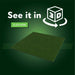 Green textured mat with a 3D icon and 'See it in 3D' text on a green background