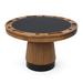 Wooden poker table with black playing surface on a white background