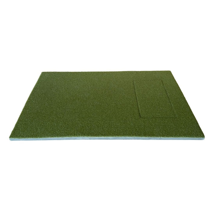 Green square mat with a rectangular cutout on a white background