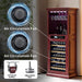 Wine cabinet with air circulation fans and pulley system highlighted