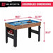 Pool table with assembled dimensions labeled, featuring MD Sports logo.