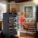 Wine cooler with insulation materials text overlay