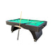 Pool table with cues and balls on a white background