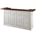 Wooden bar with white base and dark brown top on a white background