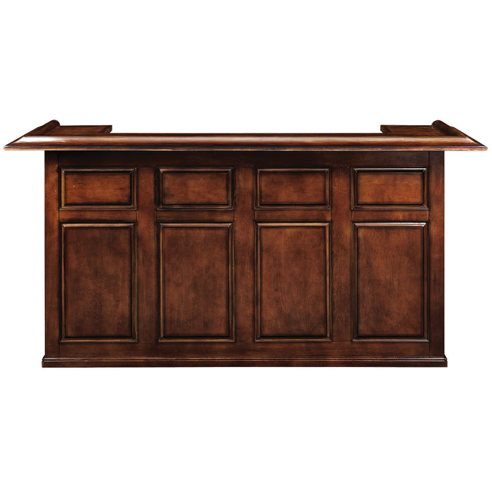 Wooden bar with a dark brown finish on a white background