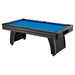Pool table with blue felt surface on a white background