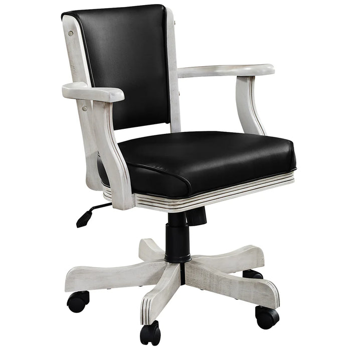 Black office chair with white frame on a white background