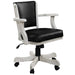 Black office chair with white frame on a white background