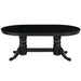 Black round table with decorative legs on a white background
