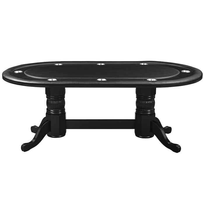 Black poker table with a white background