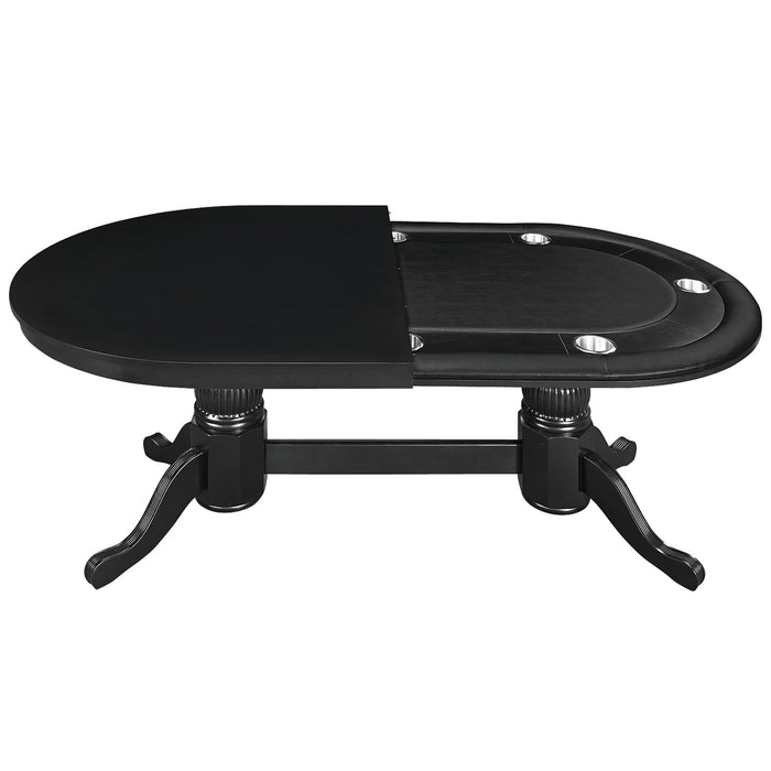 Black poker table with a white background