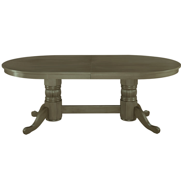 Slate wooden dining table with a white background