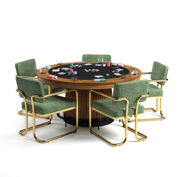 Poker table with green chairs on a white background
