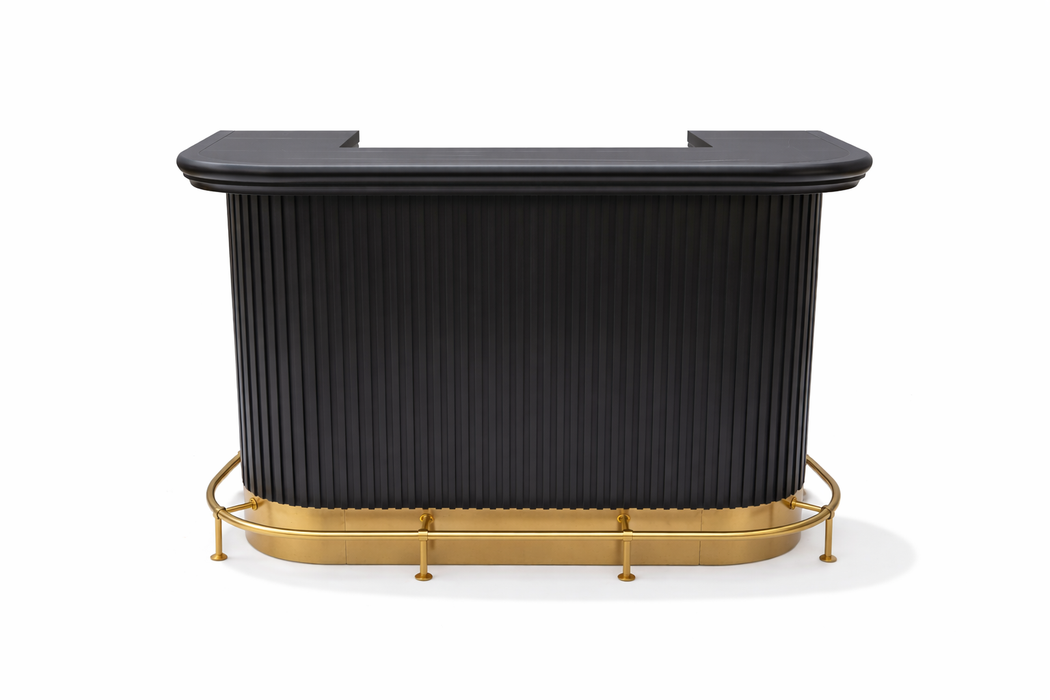 Black bar with gold base on a white background