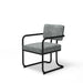 Gray chair with black metal frame on a white background