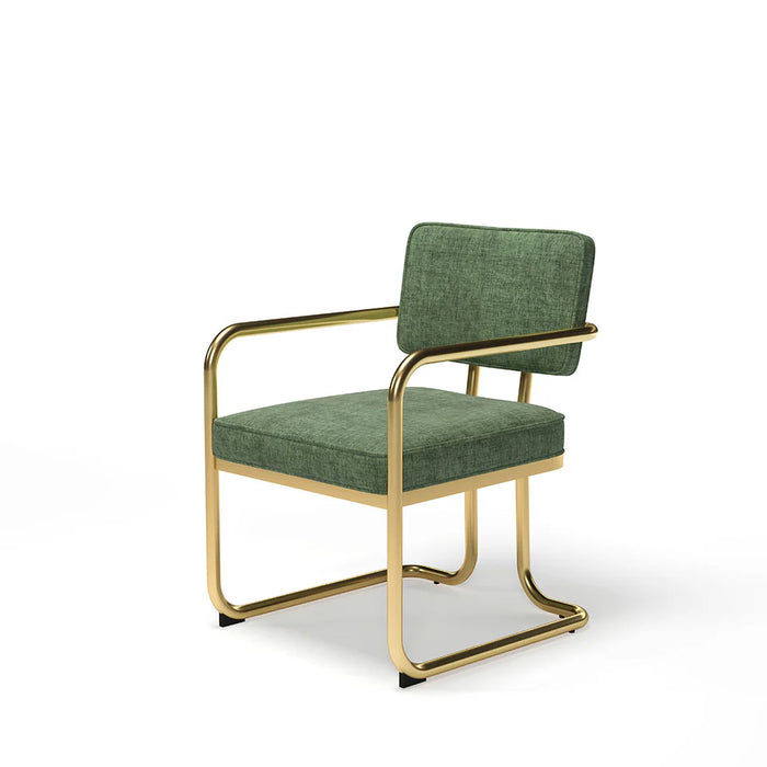Green chair with gold frame on a white background