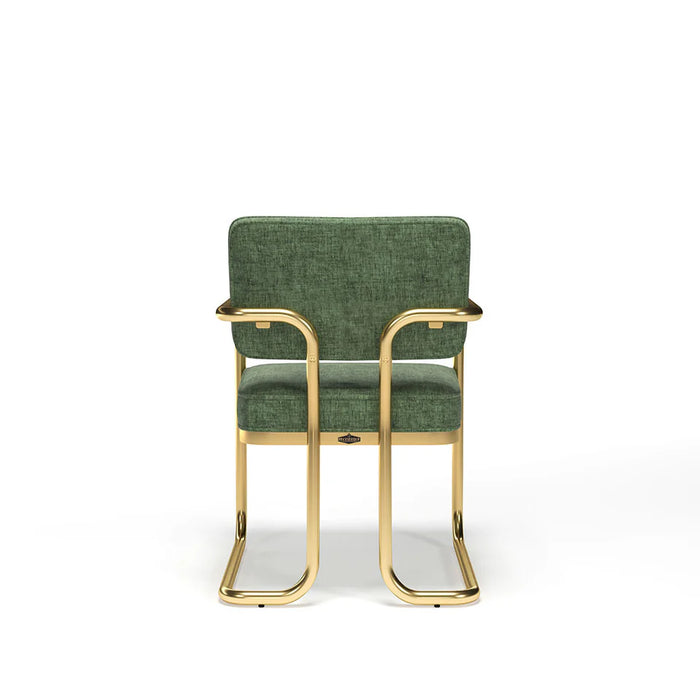 Green chair with gold frame on a white background
