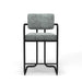 Gray bar stool with black metal frame on a white background
