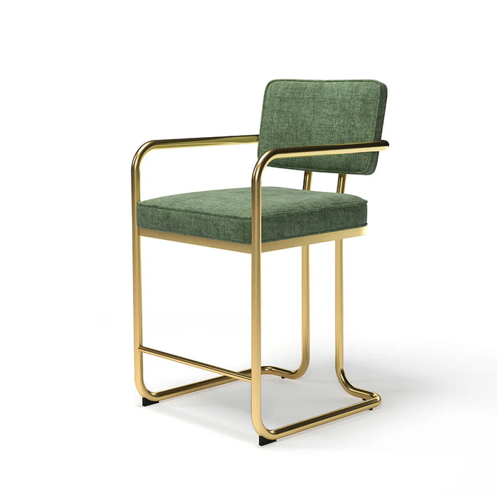 Green chair with gold frame on a white background