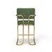 Green bar stool with gold frame on a white background