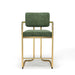 Green bar stool with gold frame on a white background