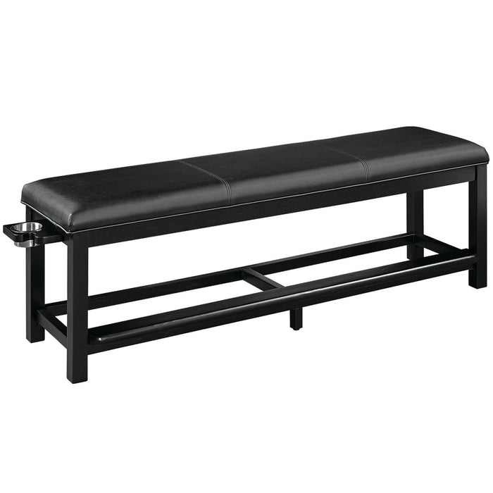 Black bench with leather seat on a white background