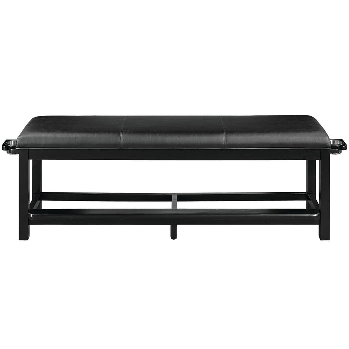 Black leather bench on a white background