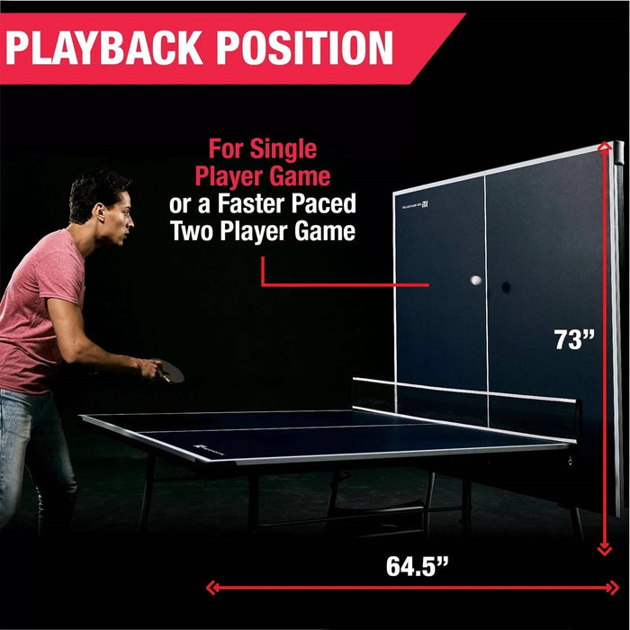 Person playing ping pong with a table labeled 'Playback Position' and dimensions.