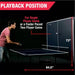 Person playing ping pong with a table labeled 'Playback Position' and dimensions.