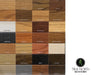 Wood color swatch chart with various wood finishes and 'True North' branding.