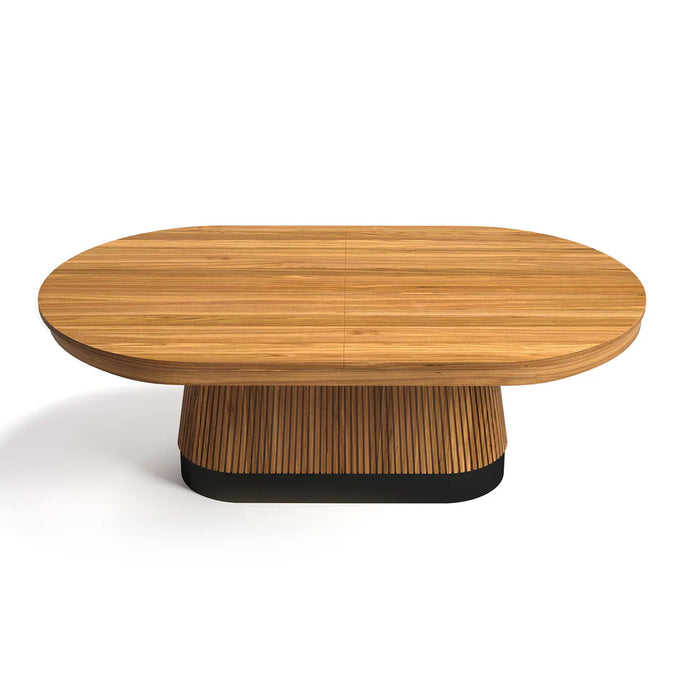 Wooden Oval table with a unique design on a white background