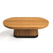 Wooden Oval table with a unique design on a white background