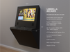 Umbrella Arcades gaming console with specifications on a gray wall.