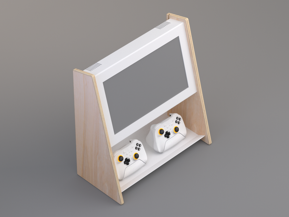 Free standing bar-top video arcade game with color screen, 2 controllers, and real wood cabinet