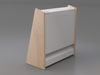 Modern radiator with wooden frame on a gray background