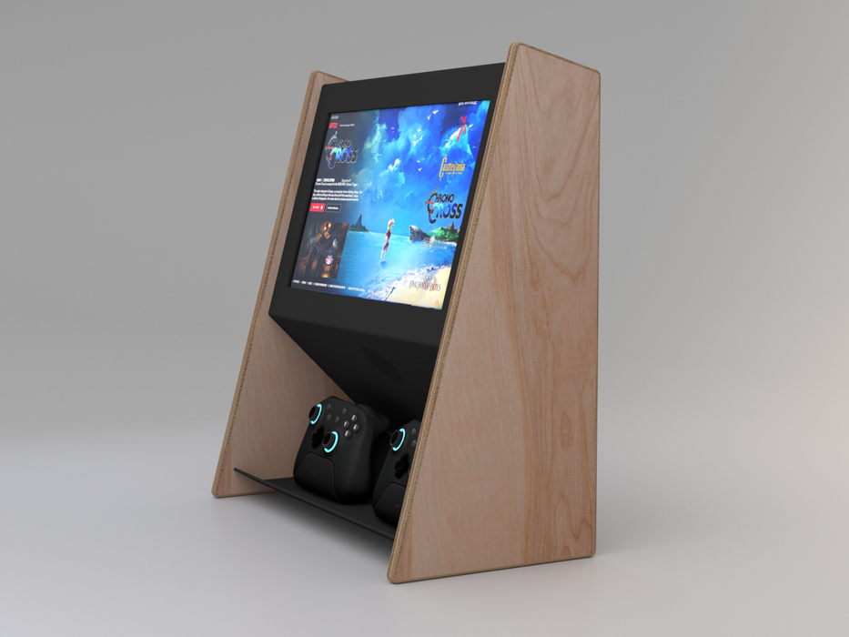 Free standing bar-top video arcade game with color screen, 2 controllers, and real wood cabinet