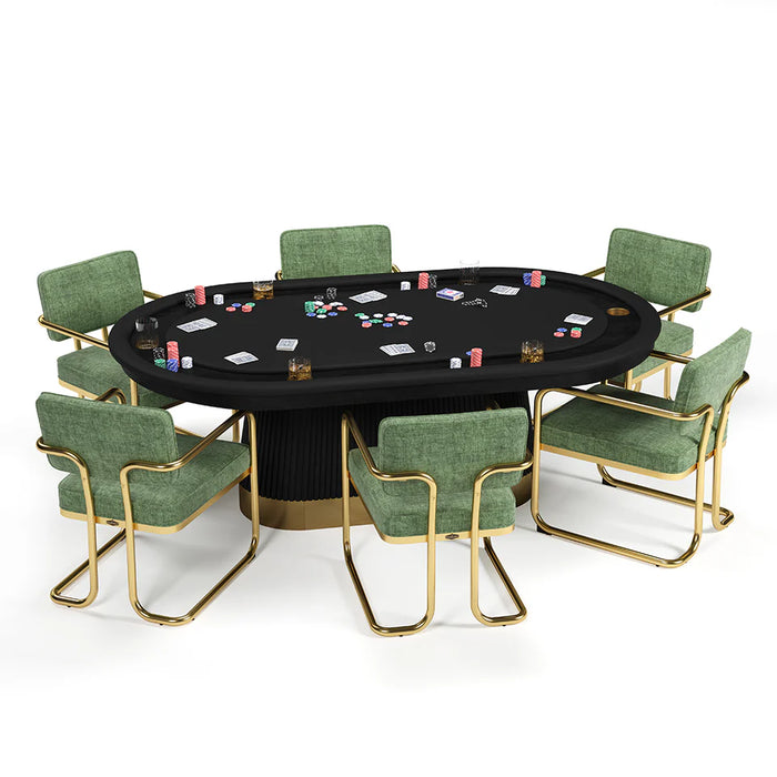 Poker table with green chairs on a white background