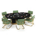 Poker table with green chairs on a white background