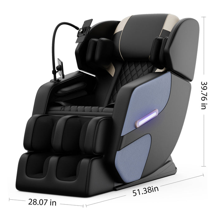 Massage chair with dimensions indicated on a white background