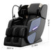 Massage chair with dimensions indicated on a white background