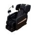 Black massage chair with armrest and headrest on a white background