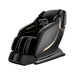 Black massage chair with gold accents on a white background