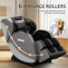 Massage chair with 6 massage rollers in a home setting