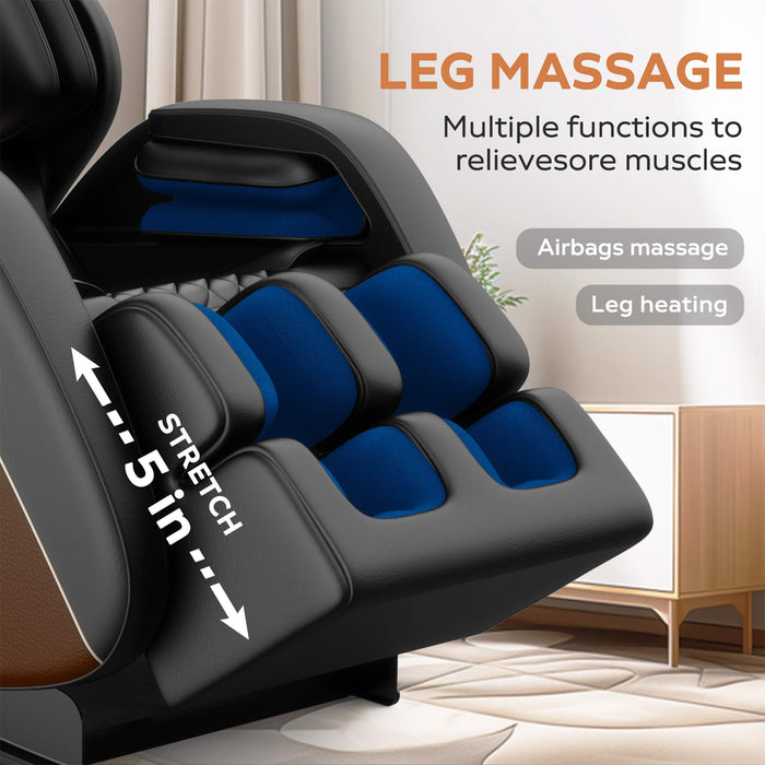 Massage chair with leg massage functions in a home setting